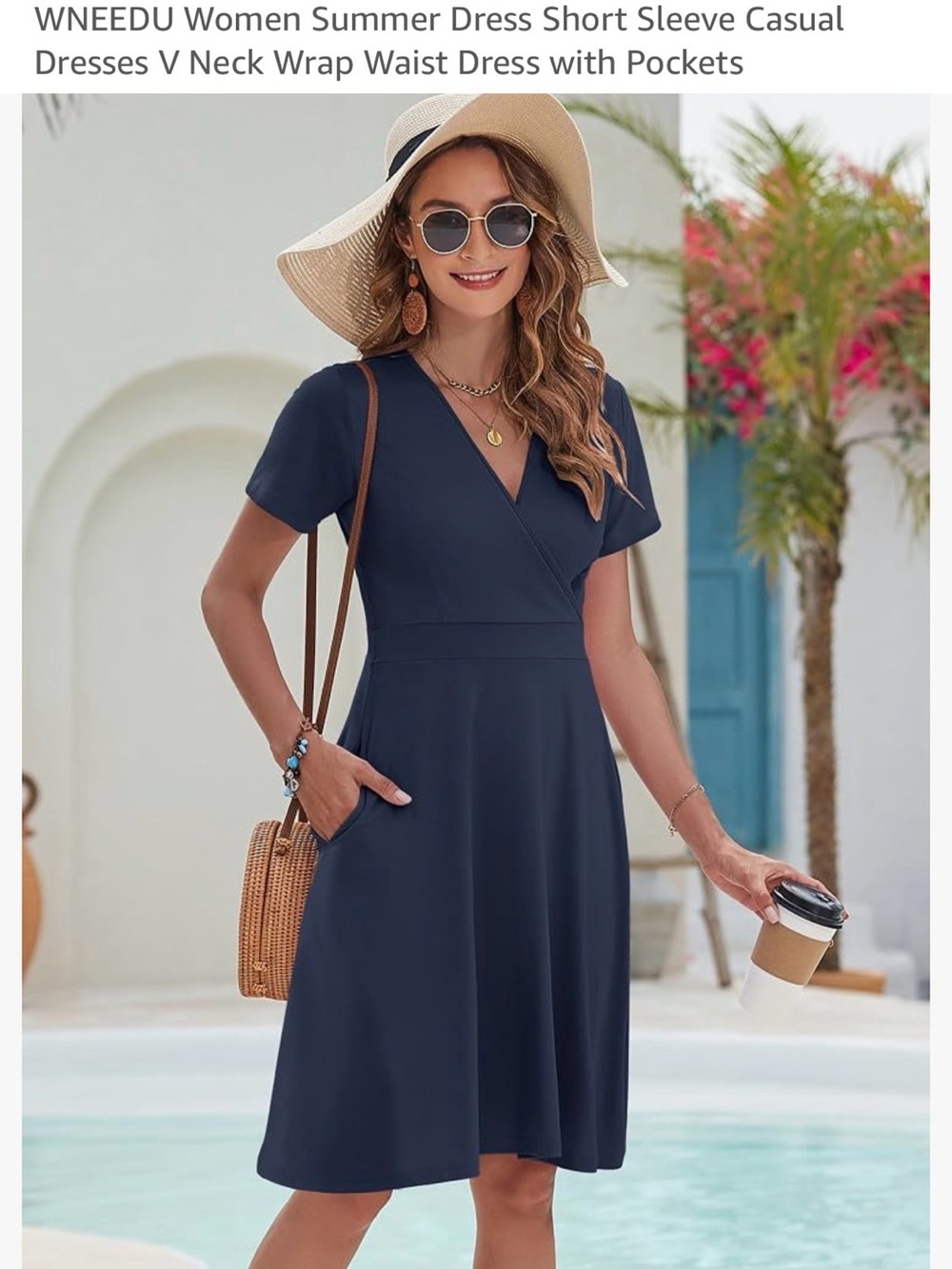 NWT Navy Short Sleeve V-Neck Wrap Dress with Pockets Size XXL